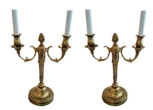 Louis XVI Bronze Dore Candelabras - a Pair