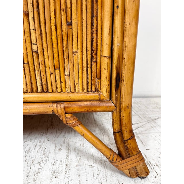Brown Vintage Baker Milling Road Pencil Reed Rattan Bamboo Chest of Drawers For Sale - Image 8 of 12