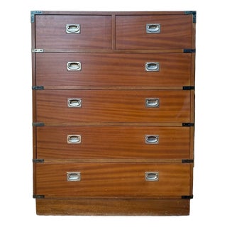 English Navy Mahogany and Brass Chest of Drawers, 1960s For Sale