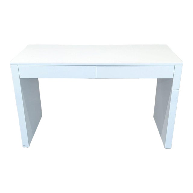 Cb2 Runway Modern White Desk With Two Drawers For Sale