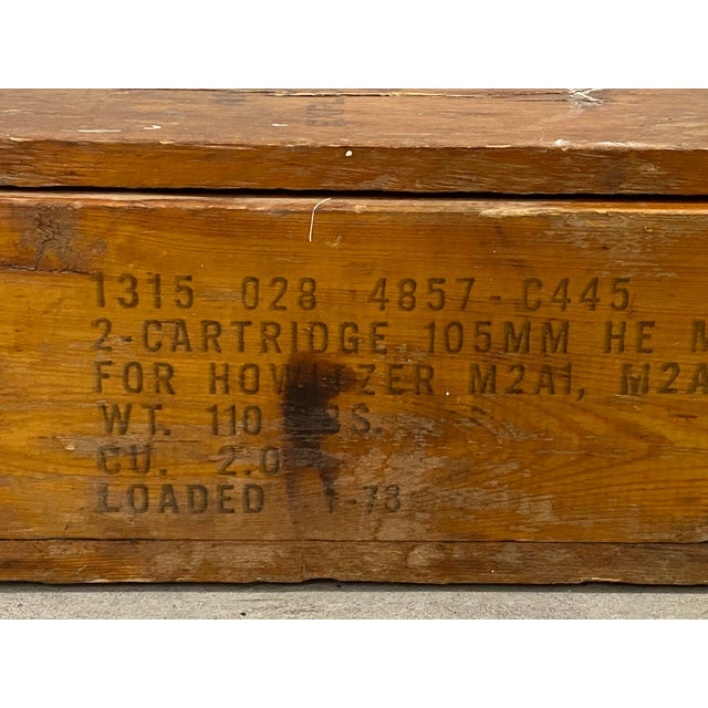 Vintage Wooden Munitions Box c.1950 Old school wooden box with rope handles and a crude latch. Dimensions 37" long x 12"...