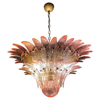 Pink Murano Glass Palmette Chandelier