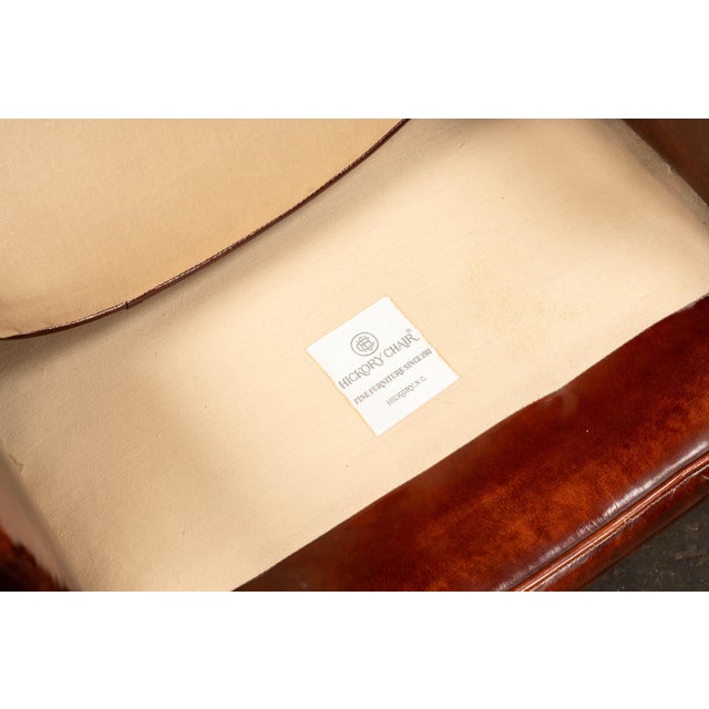 Vintage Tufted Leather Chesterfield Armchair and Ottoman by Hickory Chair For Sale - Image 14 of 15