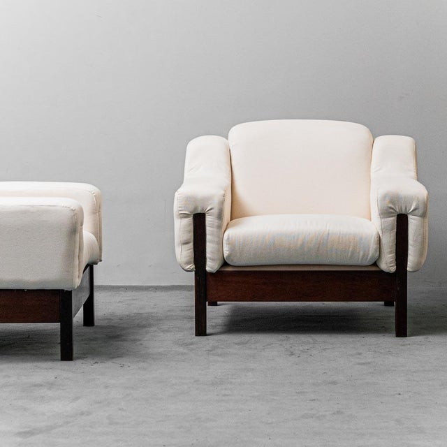Set of Saporiti Armchairs in Wood and Fabric, 1970s from Saporiti Italia For Sale - Image 3 of 14