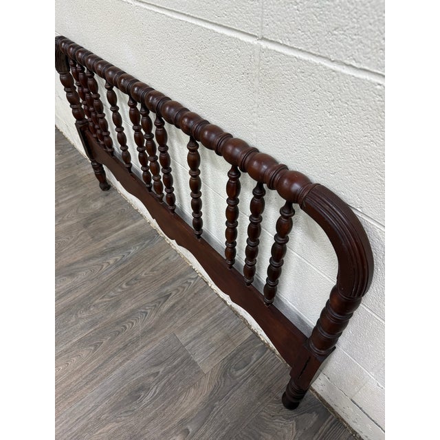 Antique Full Size Jenny Lind Style Headboard With Bobbin Turned Top Rail For Sale - Image 11 of 11