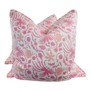 Quadrille "Seya" in Multi Pinks 22" Pillows-A Pair For Sale