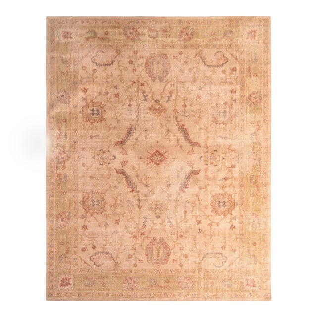 Rug & Kilim’s Oversized Traditional Floral Scroll Rug in Rose Gold, 12x16 For Sale
