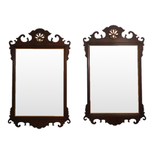 Pair Drexel 18th Century Mahogany Chippendale Mirrors