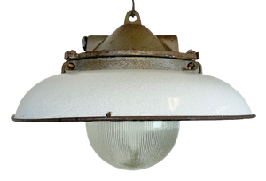 Industrial Factory Pendant Lamp in Cast Iron and Grey Enamel from Zaos, 1960s