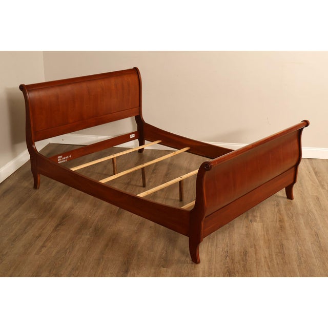 High Quality American Made Ethan Allen Medallion Collection Queen Sleigh Bed Featuring Solid Hardwood Construction With...
