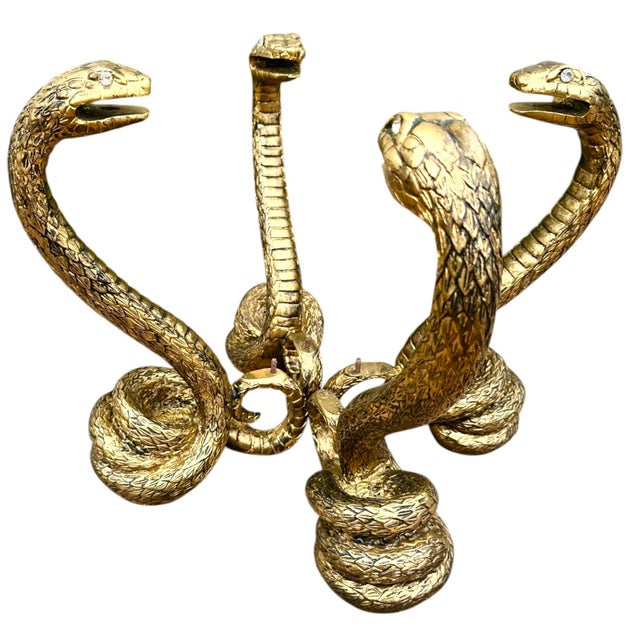 1970s Serpent Cocktail Coffee Table Glass 2 Tier Alain Chervet Style Gold Tone For Sale In Las Vegas - Image 6 of 11