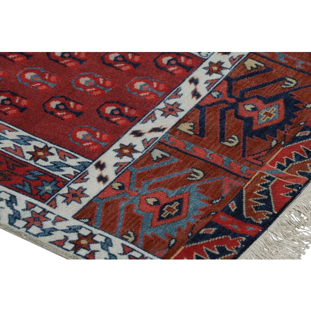 Rug & Kilim’s Yomut Ensi Style Rug in Red and White With Geometric Patterns For Sale In New York - Image 6 of 8