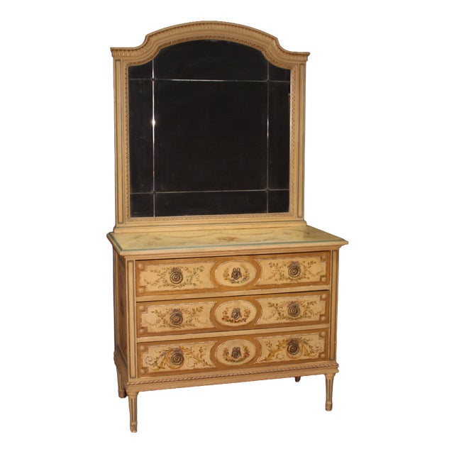 Louis XVI Dresser with Mirror in Lacquered Wood, 1960s For Sale