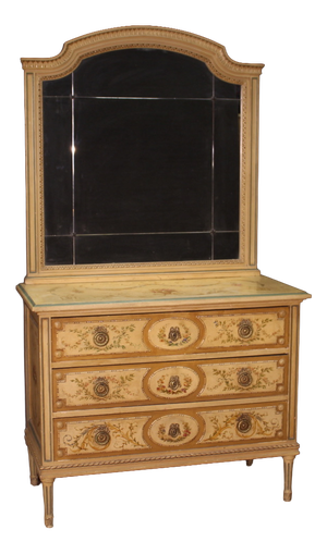 Louis XVI Dresser with Mirror in Lacquered Wood, 1960s
