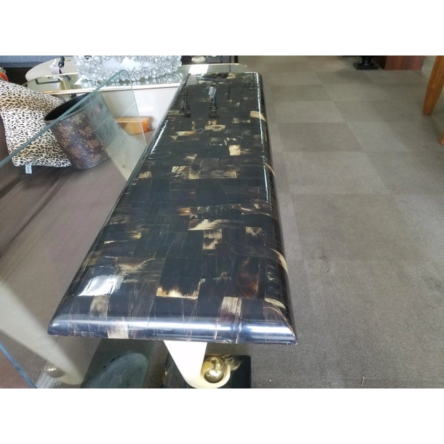 Bone 1970's Tessellated Bone and Horn Console Table For Sale - Image 7 of 12