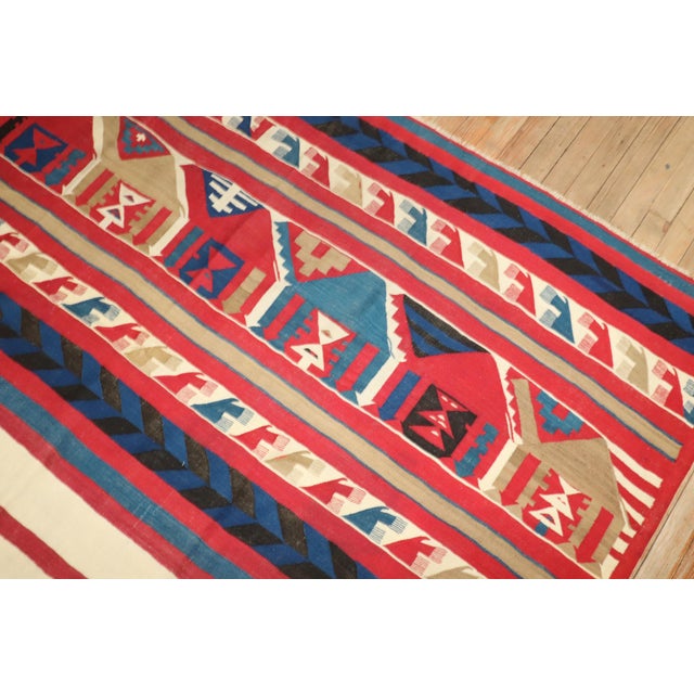 Antique Zabihi Collection Square Persian Tribal Kilim - 5'2" x 6'11" For Sale In New York - Image 6 of 9