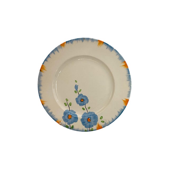 1930s 1930s Art Deco Swinnertons Pottery “Ivory” 8” Blue Plates, Set/4 For Sale - Image 5 of 6