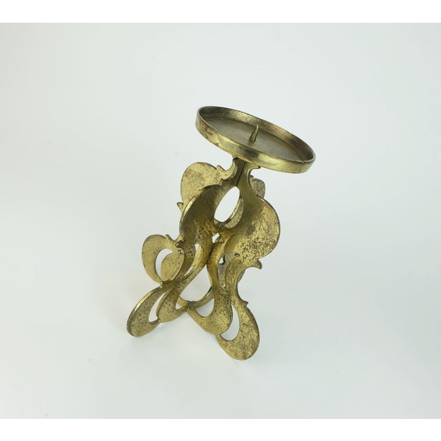 Yellow Mid-Century Brutalist Brass Candleholder, 1960s For Sale - Image 8 of 11