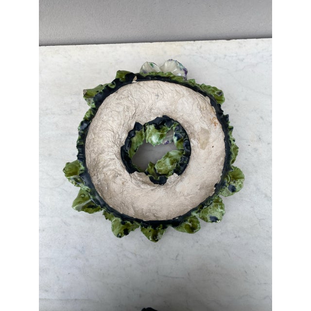 19th Century French Majolica Pansies Crown Decoration For Sale - Image 4 of 4