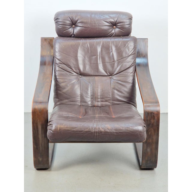 Vintage Coja Armchair in Brown Leather and Bentwood, 1970s For Sale - Image 9 of 13