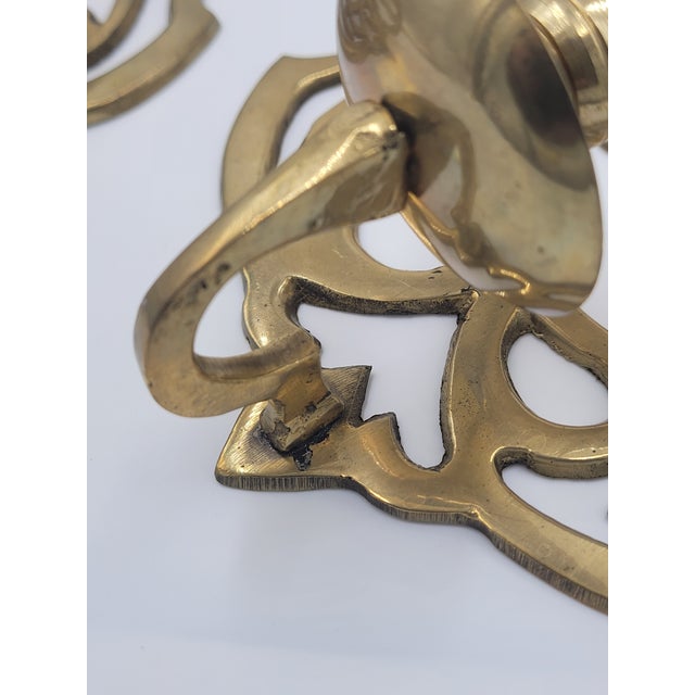 Mid 20th Century Hollywood Regency Solid Brass Leaf Sconces-a Pair For Sale In Mobile - Image 6 of 10