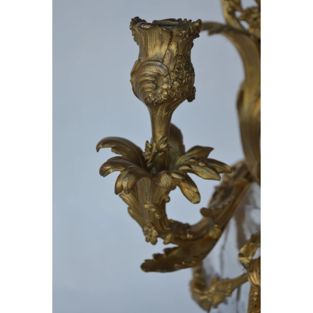 Pair of French, 19th Century, Louis XV Style Glass and Gild Ormolu Candelabra by Henri Vian For Sale - Image 12 of 13