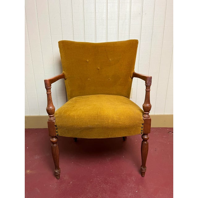 Wood Mid 20th Century Upholstered Side Armchair For Sale - Image 7 of 7
