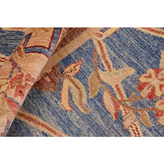 Textile Boho Chic Ziegler Blue Tan Hand-Knotted Wool Rug - 8'0'' X 10'0'' For Sale - Image 7 of 8