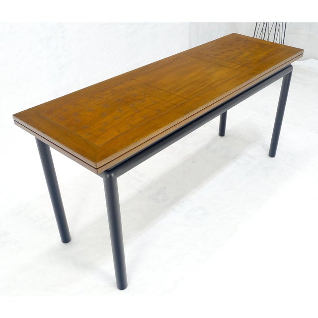 Kittinger Ebonized Base Flip Top 64” Long Console Dining Table c1960s MINT! For Sale - Image 9 of 18