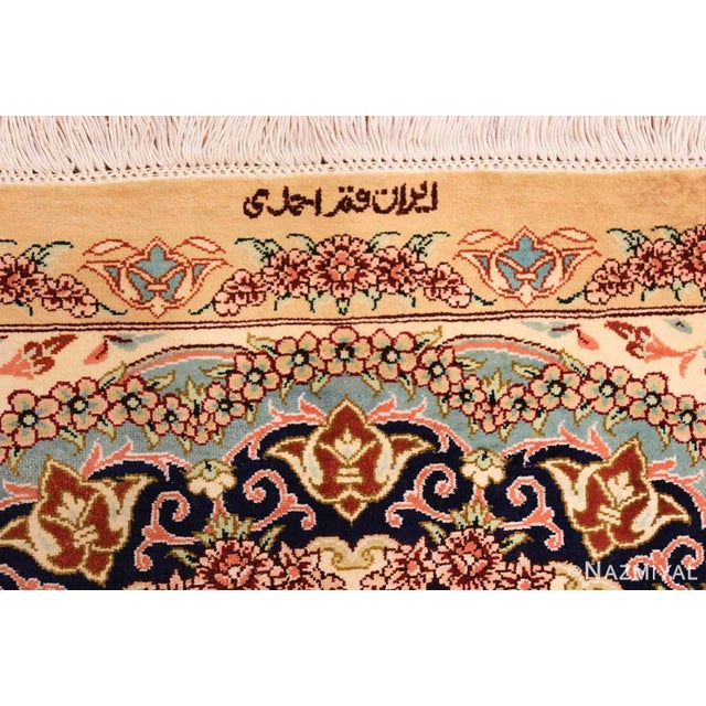 Textile Nazmiyal Collection Floral Scatter Ivory Persian Fine Silk Qum Area Rug For Sale - Image 7 of 8