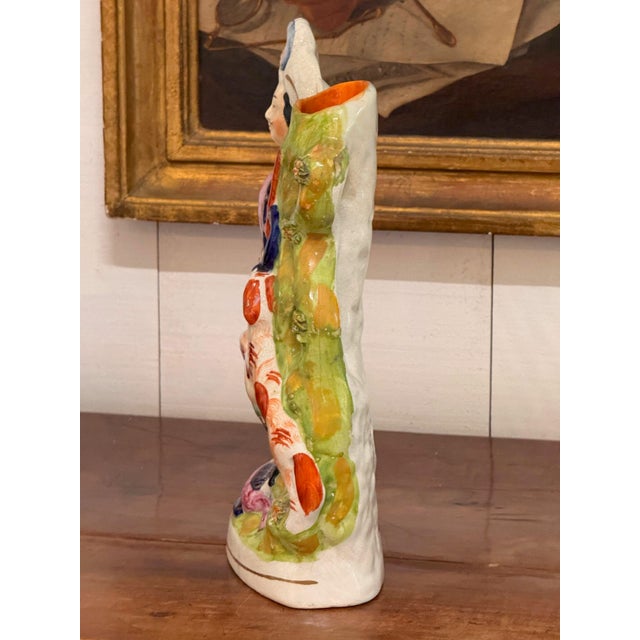 19th Century Staffordshire Spill Vase With Figure and Dog For Sale - Image 4 of 6