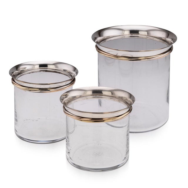 French Silver-Mounted Glass Ice Buckets & Champagne Cooler by Cartier, 1990s, Set of 3 For Sale - Image 11 of 11