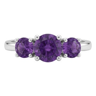 Amethyst Trio Gemstone Ring, February Birthstone Ring Us 7 For Sale