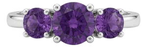 Amethyst Trio Gemstone Ring, February Birthstone Ring Us 7