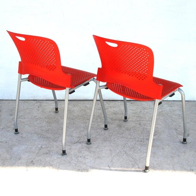 Modern Red Caper Stacking Chairs by Jeff Weber for Herman Miller - a Pair For Sale - Image 3 of 9