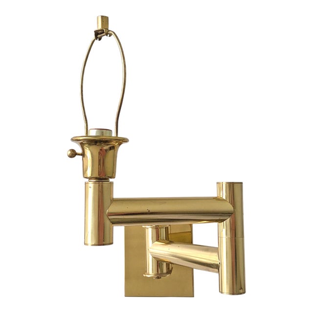 Vintage Brass Swing Arm Plug-in Wall Lamp For Sale