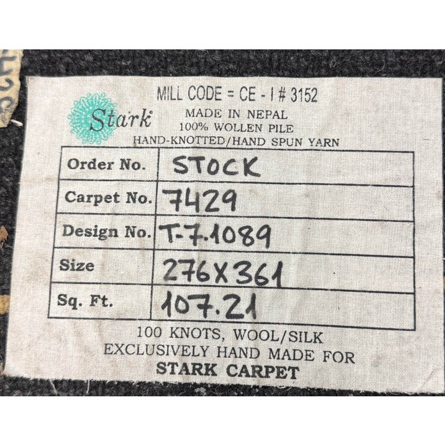 9ft 1in × 11ft 10in Stark Carpet Wool + Silk Area Rug For Sale - Image 12 of 12