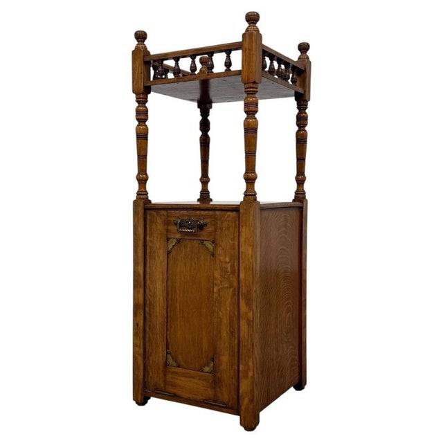 Antique English Golden Oak Cabinet, 1900s For Sale - Image 11 of 15