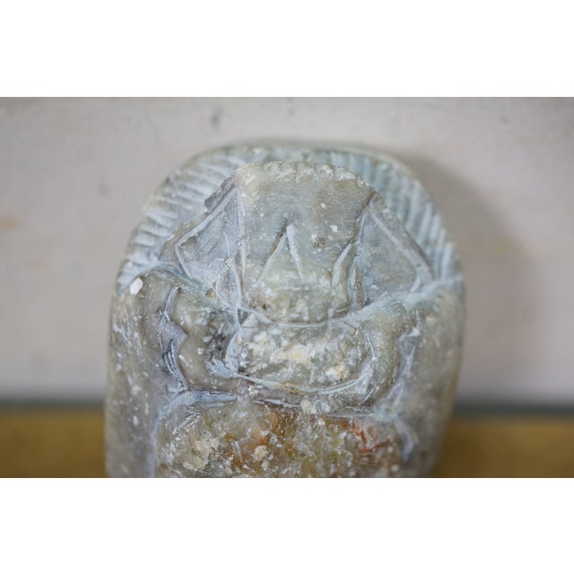 Egyptian Carved Quartz Stone Scarab Beetle Amulet Pendent Paperweight For Sale - Image 11 of 11