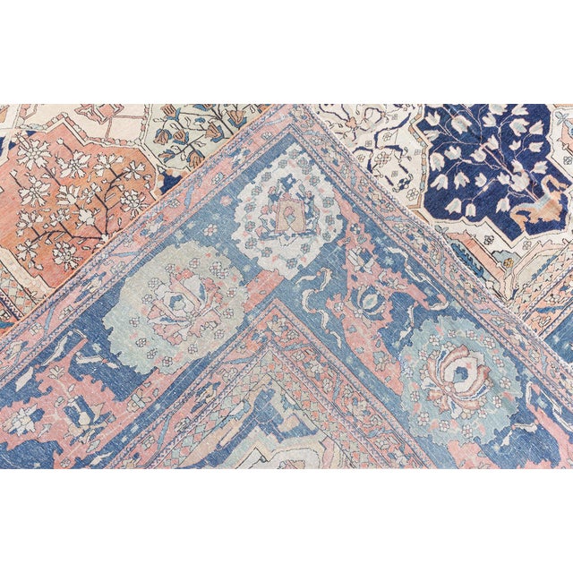 Late 19th Century Antique Persian Mohtashem Kashan Handmade Wool Rug For Sale - Image 5 of 9