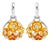 Late 20th Century 14K White Gold Diamond Sapphire Rose Flower Drop Earrings Estate, Pair For Sale