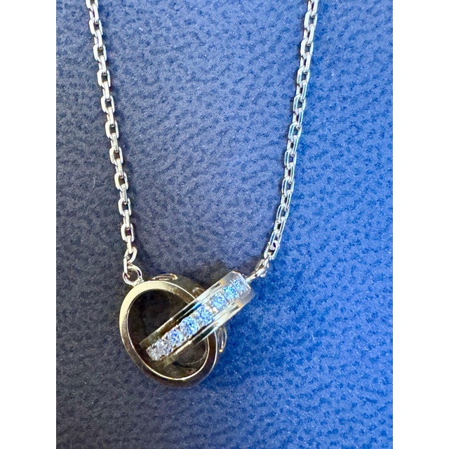 Adjustable 16-18", 18 Karat Rose Gold LOVE pendant, half-paved, 5.4 Gm For Sale - Image 4 of 18