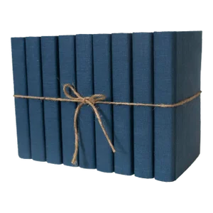 Decorative Books - Marlin Linen Wrapped Book Bundle - 1 Foot of Blue Books