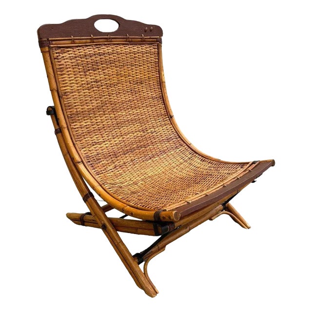 Early 20th Century English Folding Veranda Bamboo Garden Chair For Sale