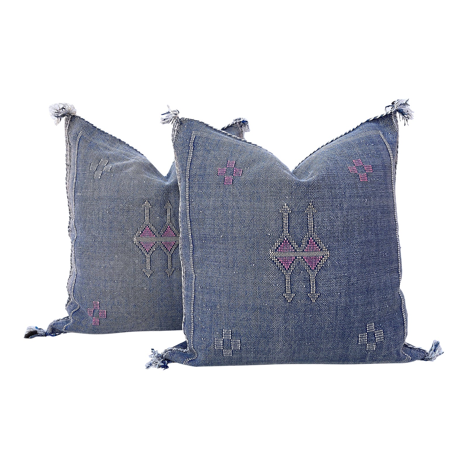 Contemporary Blue Silk Decorative Pillow Covers a Pair Chairish