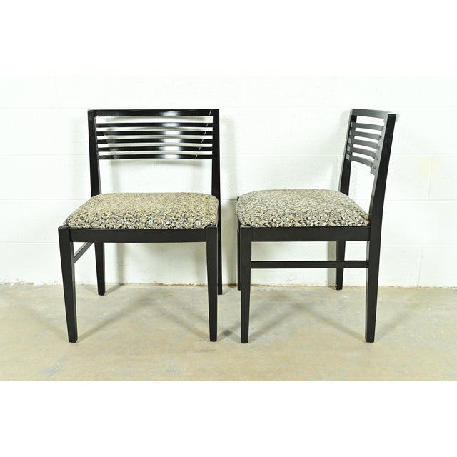 Knoll Postmodern Black Lacquered Ricchio Side Chairs or Dining Chairs, Pair For Sale - Image 9 of 14