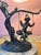 This vintage Art Nouveau table lamp by Andrea by Sadek features a charming bronze fairy sitting on a swing surrounded by...