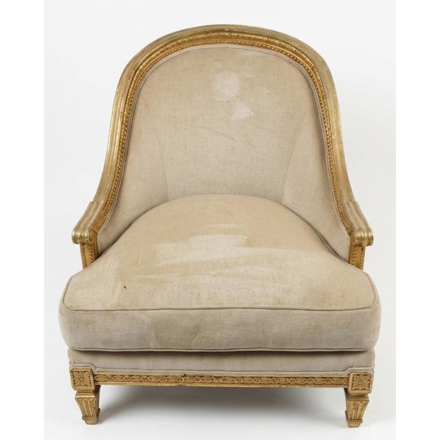 Late 19th Century Late 19th Century Louis XVI-Style Gilded Accent Armchair (Or Bergère) For Sale - Image 5 of 5