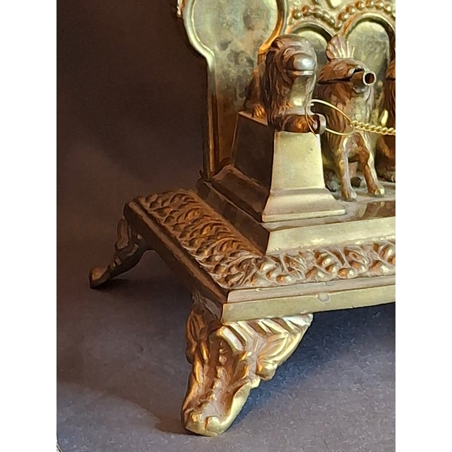Antique European Brass Lion Menorah Rare 19th Century Hinged Oil Lamp Hanukkah Chanukiah Judaica For Sale - Image 12 of 18