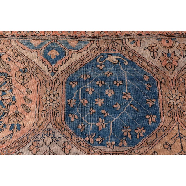 Blue Authentic 19th Century Persian Kashan Handmade Wool Rug For Sale - Image 8 of 11